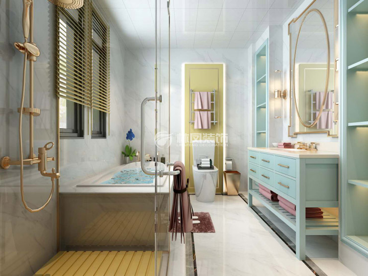 金地朗悅125㎡衛(wèi)生間布局設(shè)計裝修效果圖