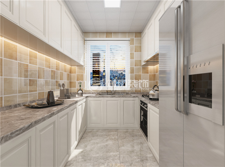 簡美風格長方形廚房裝修效果圖