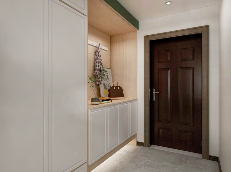 美的瀚悅府120㎡玄關(guān)收納柜設(shè)計裝修效果圖