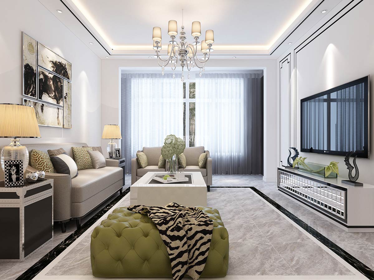 保利海德公園128㎡現(xiàn)代風(fēng)格裝修效果圖