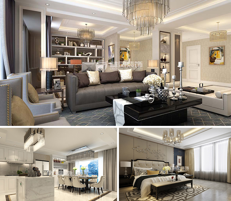 華潤(rùn)置地240平港式風(fēng)格裝修效果圖