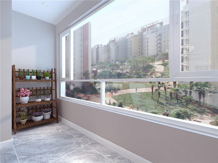 陽臺斷橋鋁合金雙層中空玻璃窗戶隔音設(shè)計(jì)裝修效果圖