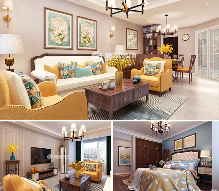 集美萬象127平美式風(fēng)格裝修效果圖