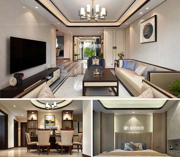 首創(chuàng)光合城150平新中式風(fēng)格裝修效果圖