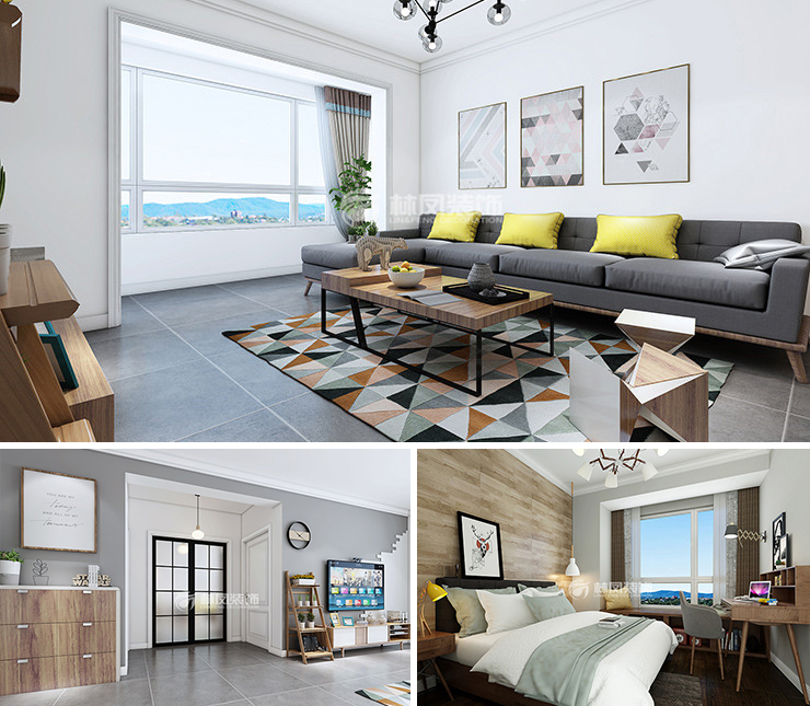 首創(chuàng)光合城110平北歐風(fēng)格裝修效果圖