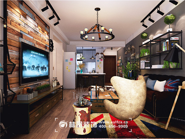 工業(yè)風(fēng)客廳背景墻設(shè)計(jì)裝修效果圖