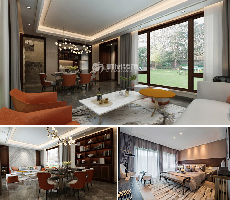 萬科圣豐翡翠之光200平港式風(fēng)格裝修效果圖