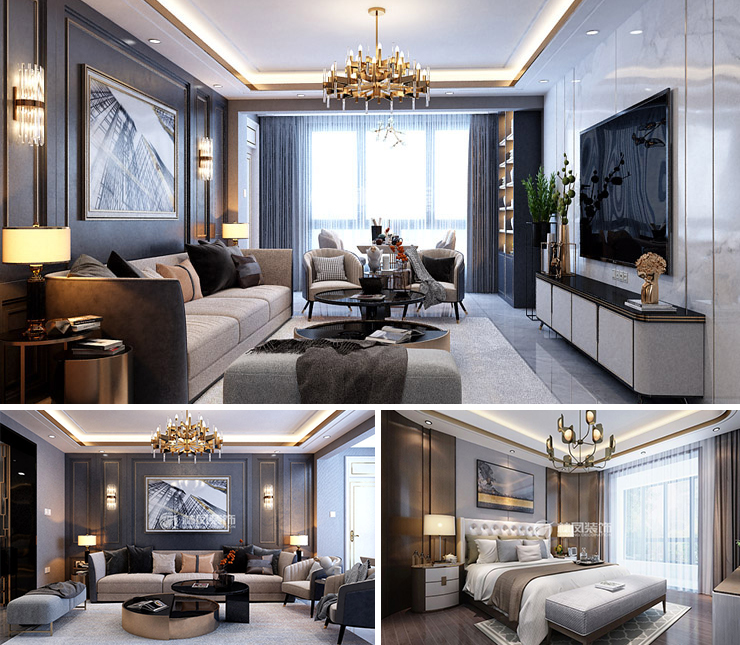 金輝江山云著155平輕奢風格裝修效果圖