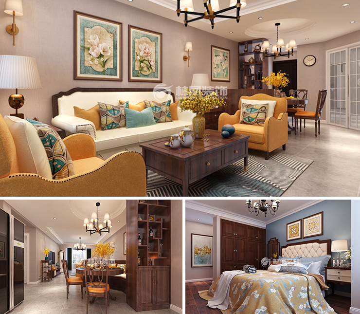 沈陽恒大綠洲127平美式風格裝修效果圖