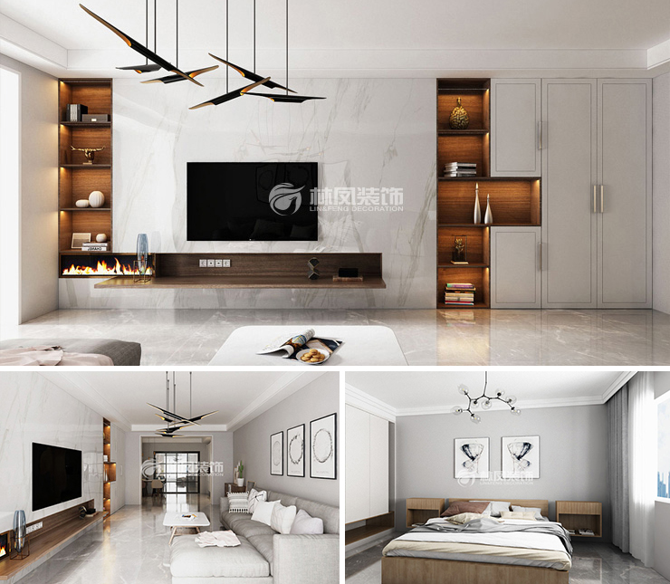 沈陽恒大綠洲120平現(xiàn)代風格裝修效果圖