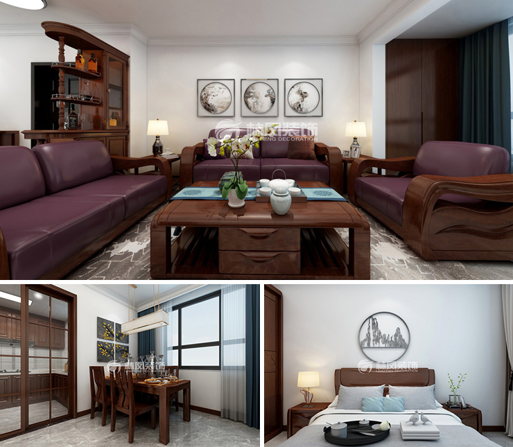 雅居樂花園145平新中式風格裝修效果圖