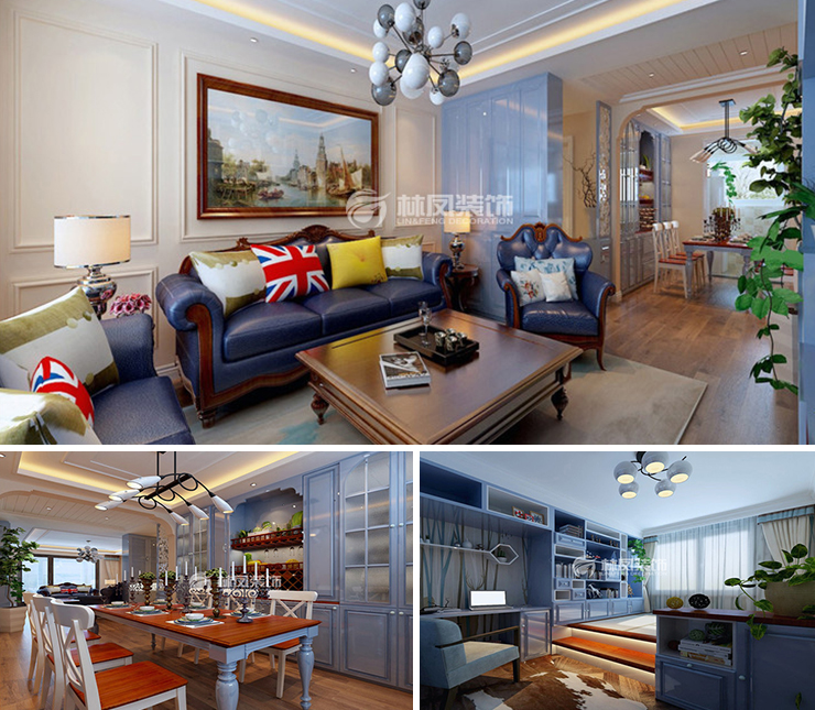 雅居樂花園130平地中海風格裝修效果圖