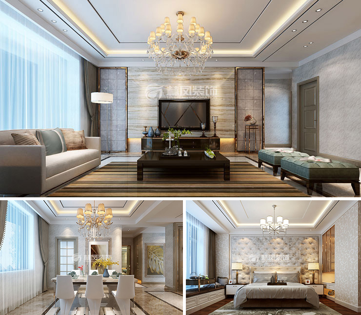 華潤置地八號院130平港式風格裝修效果圖