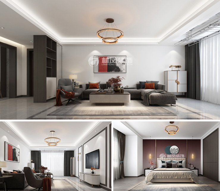 招商雍景灣110平新中式風格裝修效果圖