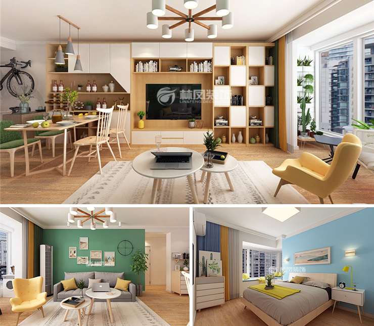 招商雍景灣117平北歐風格裝修效果圖