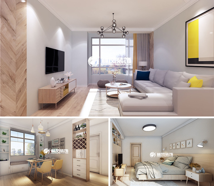 沈陽富力院士廷117平北歐風(fēng)格裝修效果圖