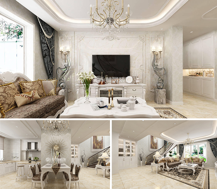 融創(chuàng)唐軒上城200平歐式風格裝修效果圖