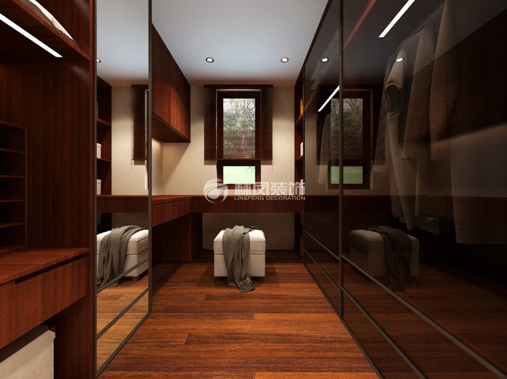 新中式風(fēng)格衛(wèi)生間改造為衣帽間裝修效果圖