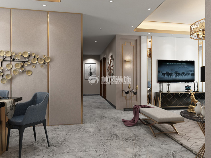 輕奢風(fēng)格過廊過長展示墻設(shè)計(jì)裝修效果圖