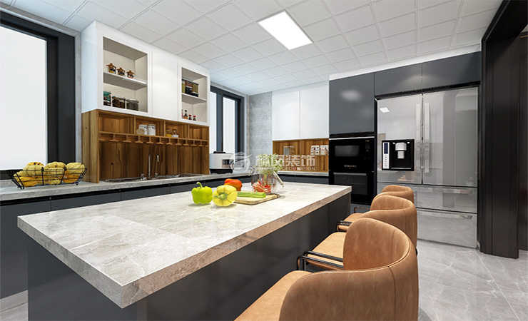 現代風格餐廚一體式設計裝修效果圖