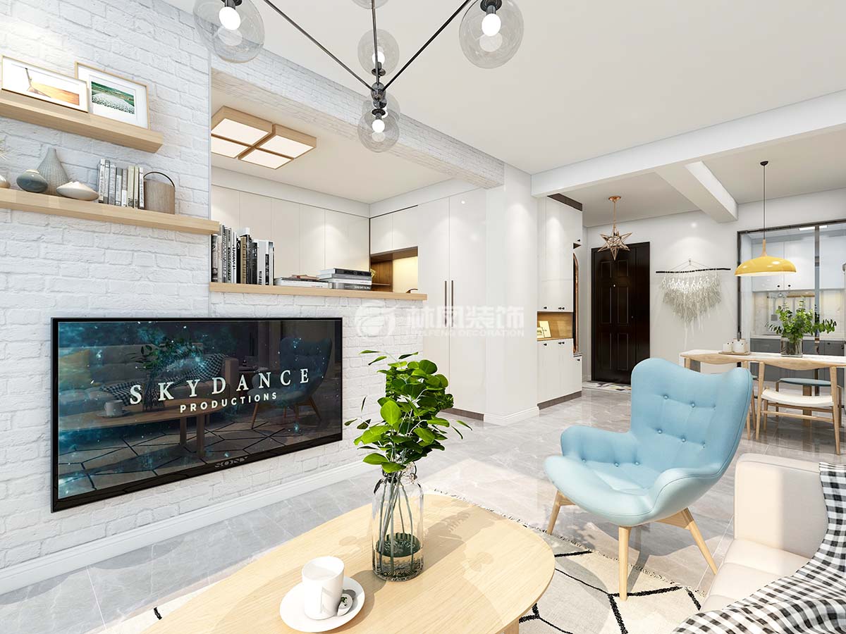 北歐風(fēng)格客廳室內(nèi)窗設(shè)計裝修效果圖