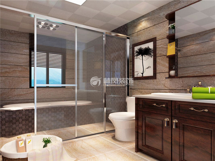 美式風(fēng)格衛(wèi)生間干濕分離設(shè)計裝修效果圖