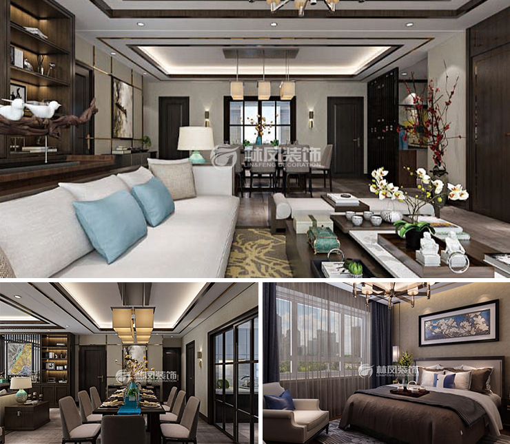 中南旭輝和樾130平新中式風格裝修效果圖