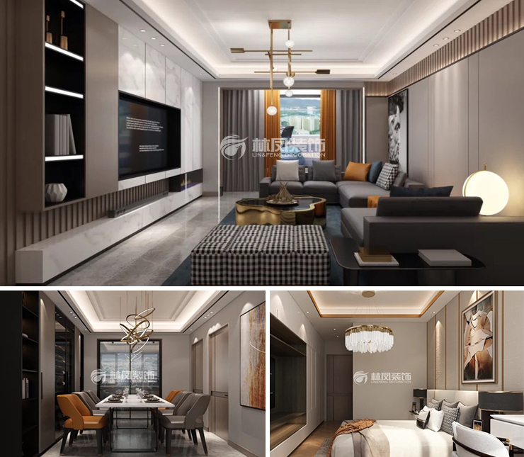 華發(fā)全運首府 113平 輕奢風格裝修效果圖