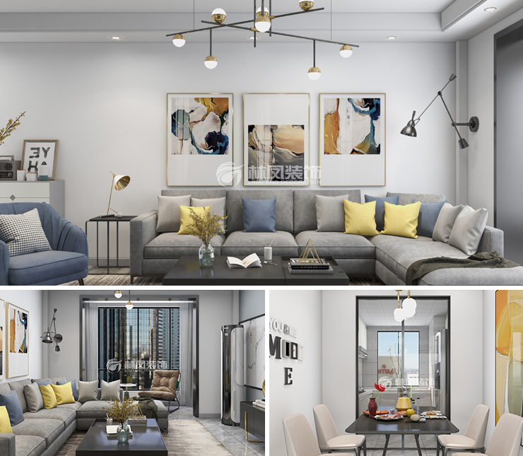 融創(chuàng)城 86平 輕奢風格裝修效果圖