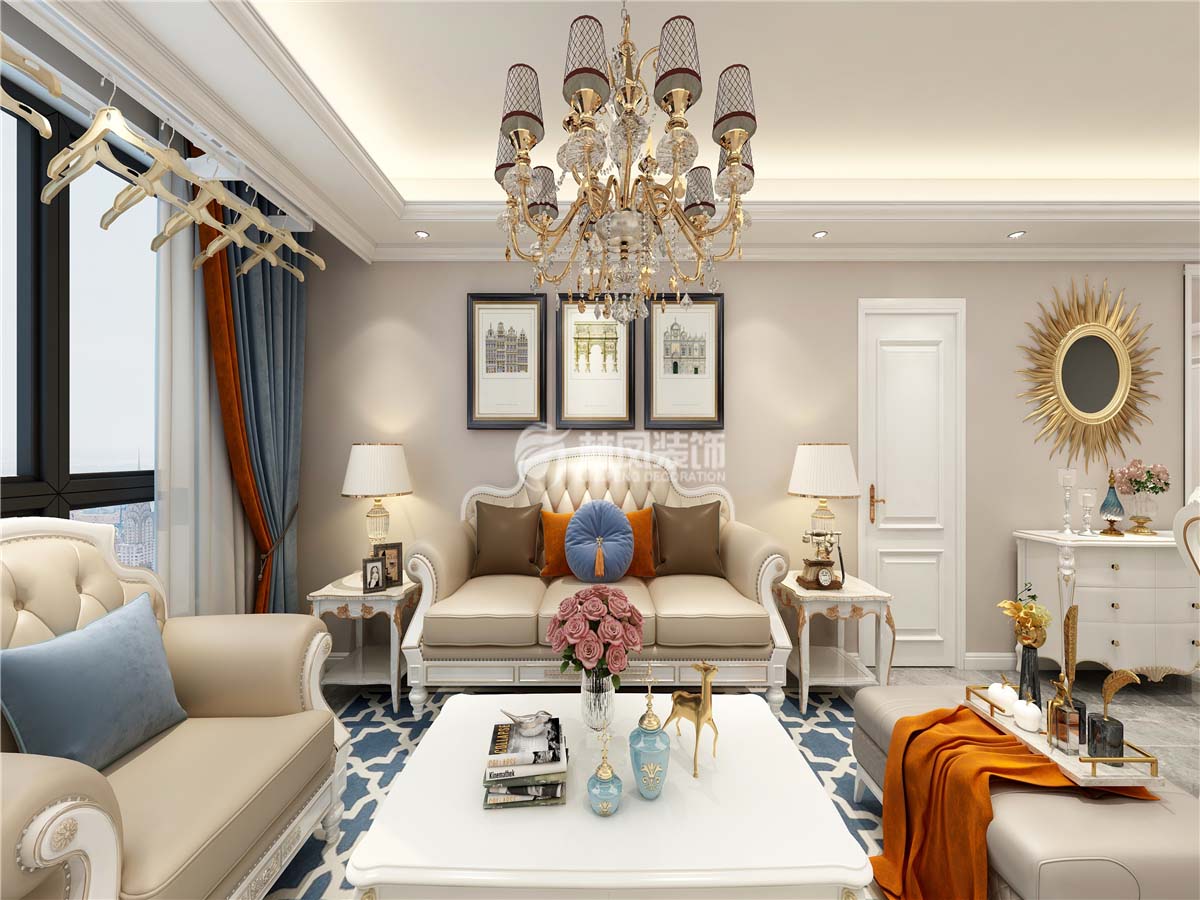 歐式風格客廳局部吊頂裝修效果圖