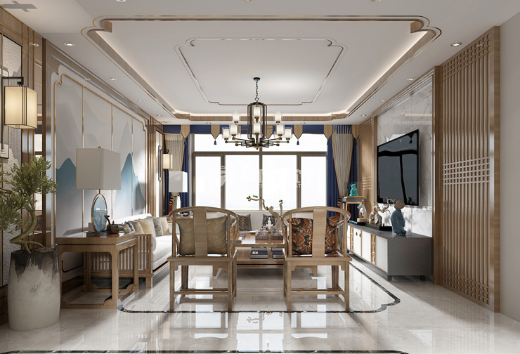 新中式風格客廳裝修效果圖