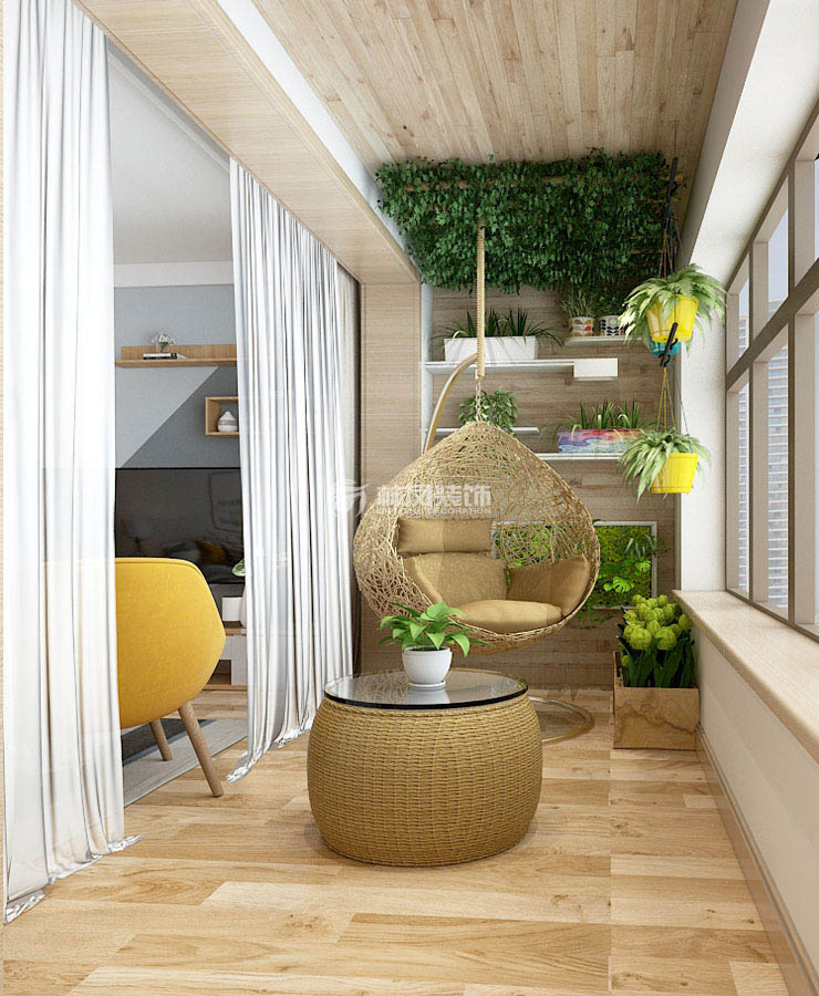 北歐風(fēng)格陽(yáng)臺(tái)改造為休閑區(qū)設(shè)計(jì)裝修效果圖