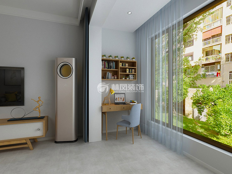 北歐風(fēng)格陽(yáng)臺(tái)改造為書(shū)房設(shè)計(jì)裝修效果圖