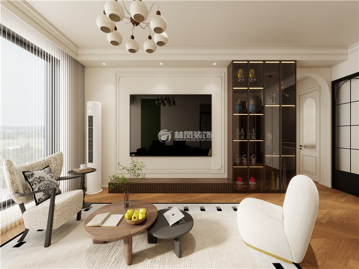 華沃濱河灣-150平-輕法復古奶油風格-客廳 (2).jpg